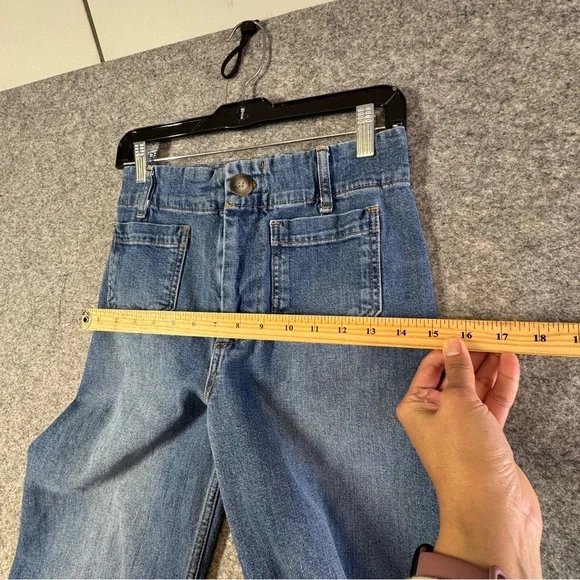 Pilcro Wide Leg Jeans Skipper Blue High Rise Denim Minimalist Size 26 Casual - Picture 9 of 16
